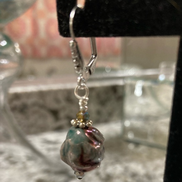 RAKU Free-form Ceramic Bead Earrings.... - Picture 3 of 6